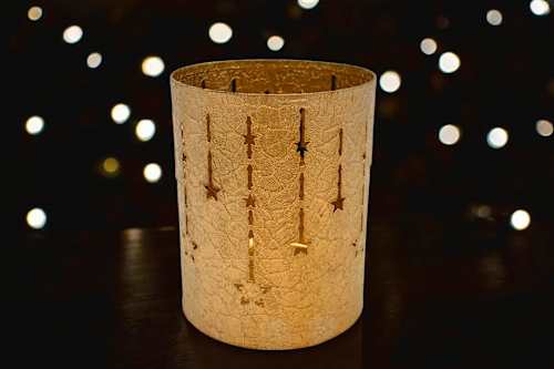 Kerzenhalter aus Metall mit Sternenkette, gold Dekorieren & Einrichten