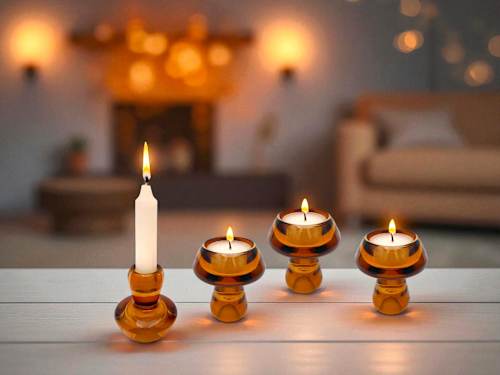 Teelichthalter aus Glas, Pilz, braun Dekorieren & Einrichten