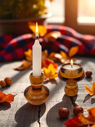 Teelichthalter aus Glas, Pilz, braun Dekorieren & Einrichten