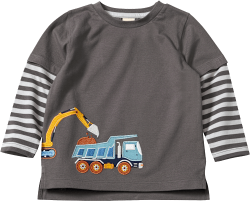 Langarmshirt mit Bagger-Applikation, grau, Gr. 116 ALANA