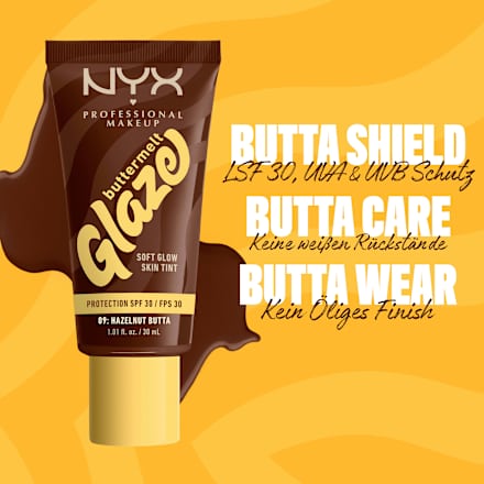 Foundation Buttermelt Glaze mit LSF 30, 09 Hazelnut Butta NYX PROFESSIONAL MAKEUP