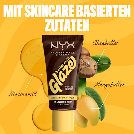 Foundation Buttermelt Glaze mit LSF 30, 10 Chocolate Butta NYX PROFESSIONAL MAKEUP