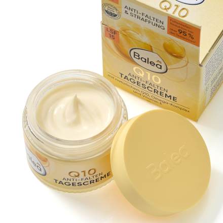 Dnevna krema za obraz proti gubam z naravnim koencimom Q10, omega kompleksom in vitaminom E, ZF 15 Balea