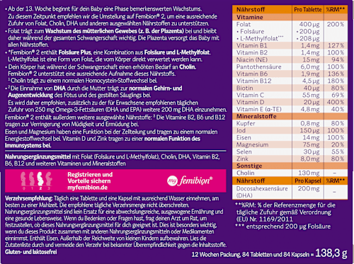 Femibion 2 Schwangerschaft, 84 Tabletten und 84 Kapseln femibion