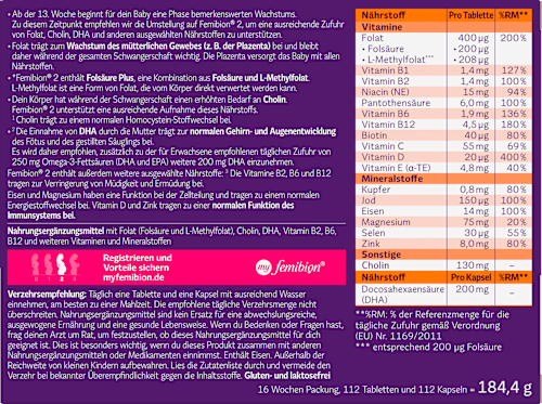 Femibion 2 Schwangerschaft, 112 Tabletten und 112 Kapseln  femibion