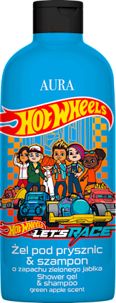 Żel pod prysznic i szampon 2w1 Hot Wheels, zielone jabuszko AURA