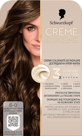 Vopsea permanentă 6-0 Blond natural deschis Schwarzkopf CREME SUPREME