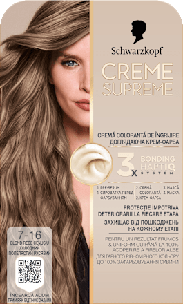 Vopsea permanentă 7-16 Blond rece cenușiu Schwarzkopf CREME SUPREME