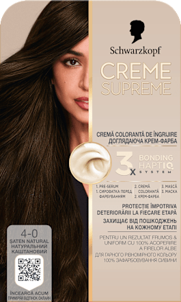 Vopsea permanentă 4-0 Șaten natural Schwarzkopf CREME SUPREME