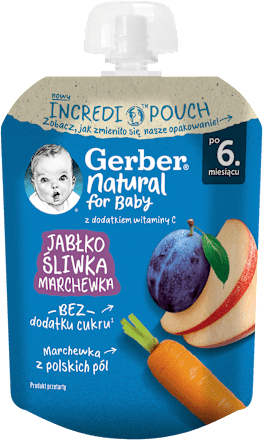 Mus owocowy jabłko, śliwka, marchewka po 6. miesiącu życia Gerber