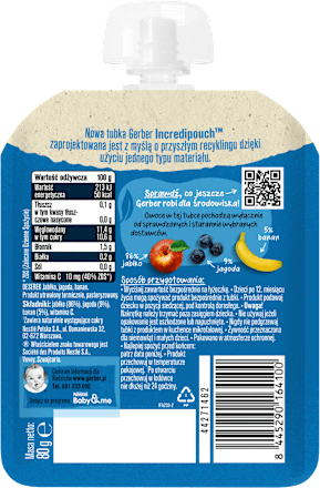 Mus owocowy jabłko, jagoda, banan po 6. miesiącu życia Gerber