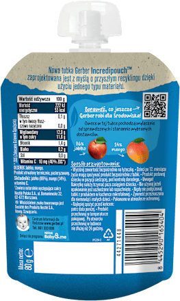 Mus owocowy jabłko, mango po 6. miesiącu życia Gerber