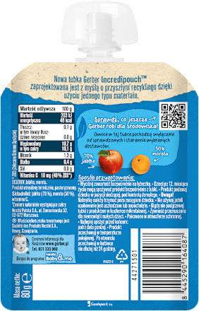 Mus owocowy jabłko, morela po 6. miesiącu życia Gerber