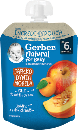 Mus owocowy jabłko, dynia, morela po 6. miesiącu Gerber