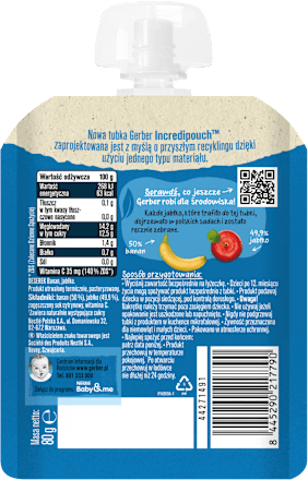 Mus owocowy banan, jabłko po 6. miesiącu życia Gerber