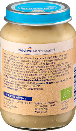 BIO kašica – jabuke s integralnim žitnim pahuljicama, 6+ mj. babylove