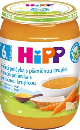 BIO příkrm Kuřecí polévka s pšeničnou krupicí HiPP