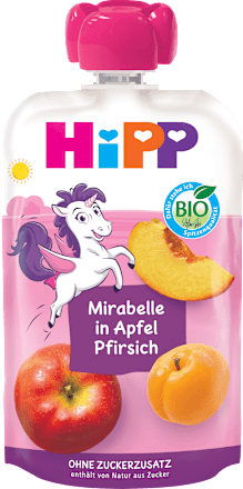 BIO HiPPis příkrm v sáčku Jablko & Broskev & Mirabelka HiPP