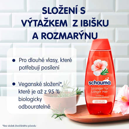šampon pro dlouhé vlasy s ibiškem a rozmarýnem schauma