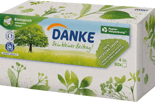 Taschentücher Box 100% Recycling-Fasern Danke