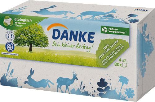 Taschentücher Box 100% Recycling-Fasern Danke