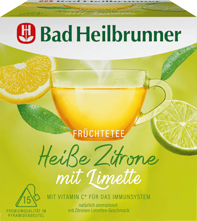 Früchtetee Heiße Zitrone mit Limette (15 Beutel) Bad Heilbrunner
