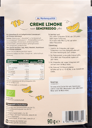 Bio kremni desert z okusom limone dmBio