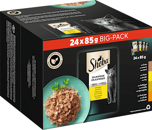 Nassfutter Katze Delikatessen - Geflügel Variation, Multipack (24x85 g) Sheba