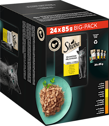 Nassfutter Katze Delikatessen - Geflügel Variation, Multipack (24x85 g) Sheba