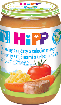 BIO příkrm rajčata, těstoviny a telecí HiPP