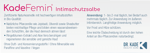 KadeFemin Intimschutzsalbe Reichhaltige Pflege und Schutz für gereizte, trockene Haut KadeFemin