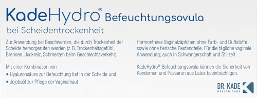 KadeHydro Befeuchtungsovula bei Scheidentrockenheit mit Hyaluronsäure und Jojobaöl KadeHydro