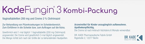 KadeFungin 3 Kombi-Packung Vaginaltabletten 200 mg und Creme 2 % Clotrimazol KadeFungin