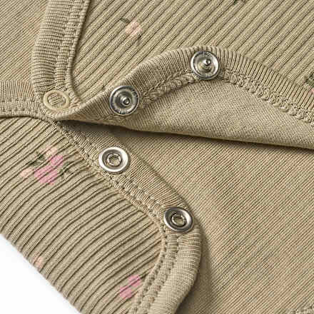 Body Langarm mit Ripp-Struktur & Blumen-Muster, braun, Gr. 86/92 ALANA