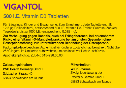 Vigantol 500 I.E. Vitamin D3 Tabletten VIGANTOL