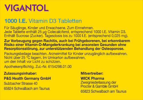 VIGANTOL 1000 I.E. Vitamin D3 Colecalciferol Tabletten  VIGANTOL