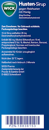 WICK Husten-Sirup gegen Reizhusten mit Honig 20 mg/15 ml WICK