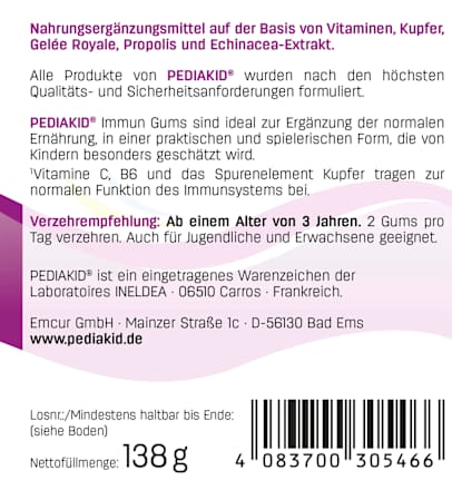 Immun Gums Himbeergeschmack 60 St PEDIAKID