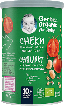 Chrupki pszenno-owsiane pomidor marchewka organic  Gerber Organic
