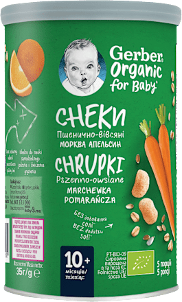 Chrupki pszenno-owsiane marchewka pomarańcza organic  Gerber Organic