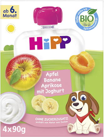 Pouch od jabuke, banane, marelice i jogurta, 4 x 90 g HiPP