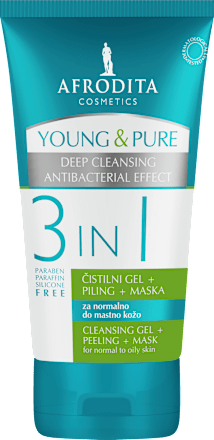Čistilni gel + piling + maska 3 in 1 Young & Pure AFRODITA