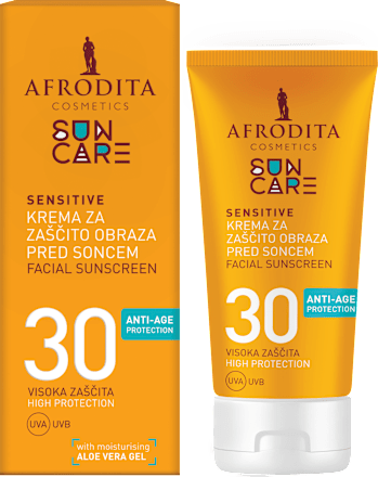 Krema za zaščito obraza pred soncem Sun Care SENSITIVE, ZF 30 AFRODITA