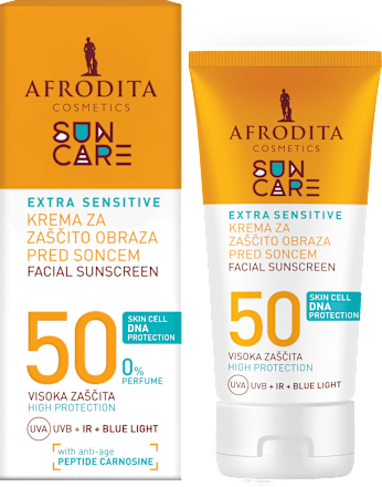Krema za zaščito obraza pred soncem Sun Care Extra Sensitive, ZF 50 AFRODITA