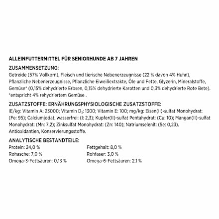 Trockenfutter Hund  mit Huhn & Gartengemüse, glückliche Jahre, Senior 7+ Purina Beneful