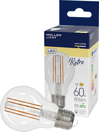 LED Retro Birne 60W E27 806lm   Müller Licht