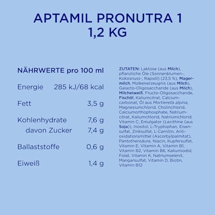 Anfangsmilch 1 Pronutra von Geburt an Aptamil