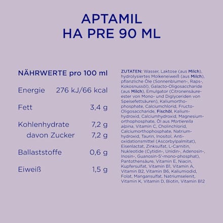 Anfangsmilch Pre HA trinkfertig, von Geburt an, 2x90ml Aptamil