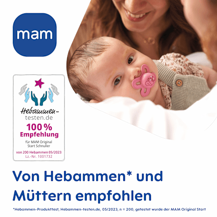 Schnuller Original Start Day & Night Silikon, blau/braun/creme, 0-2 Monate mam