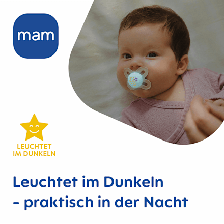 Schnuller Original Start Day & Night Silikon, blau/braun/creme, 0-2 Monate mam